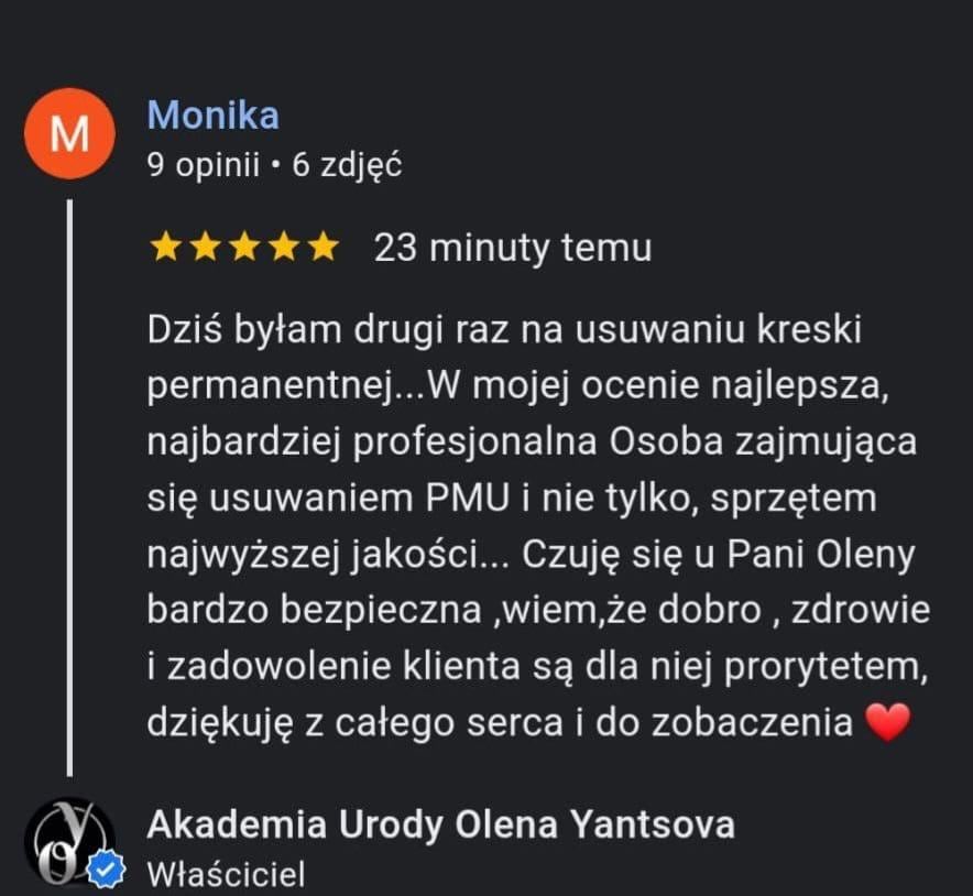 Opinia w Google: Monika